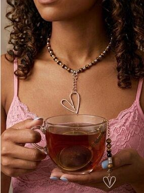 Genuine Tiger Eye Necklace & Tea Stainer Set